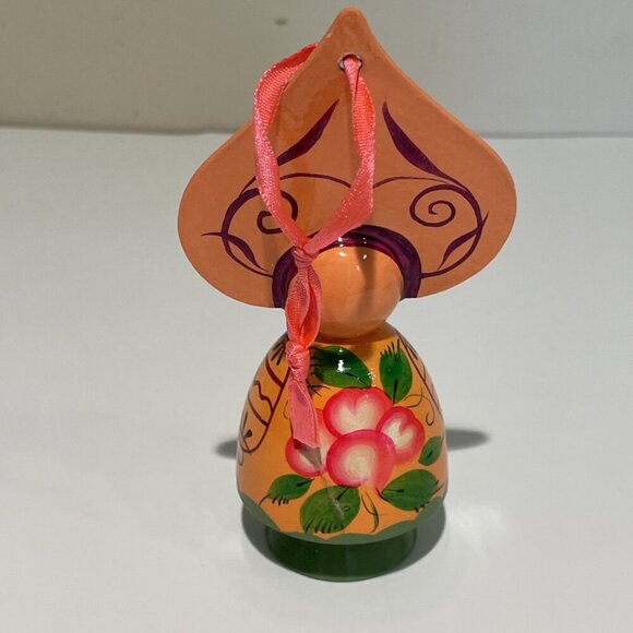 Vintage Wooden Russian Style Doll Christmas Ornament Hand Painted Holiday 5" - Picture 4 of 8